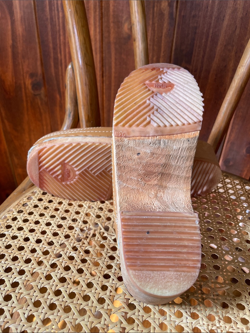 Vintage 1970s Olof Daughters Tan Leather Clog Mules Sz8 - Picture 4 of 11
